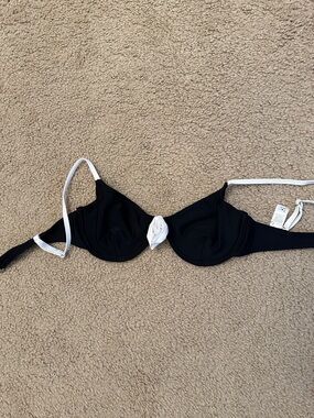 Black Bikini Top with White Straps